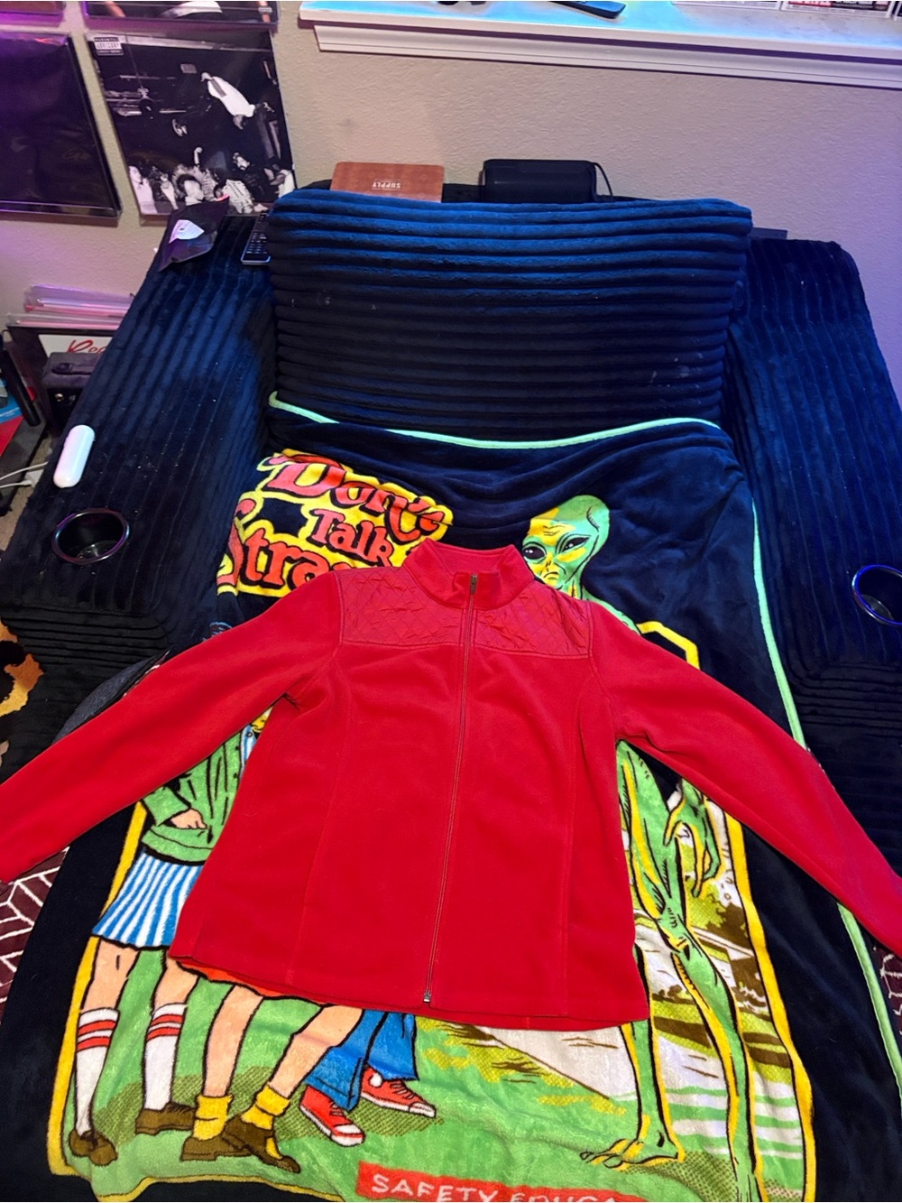 Talbots Red Women's Zip-Front Fleece Bomber Jacket